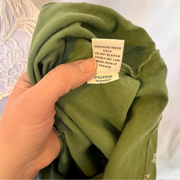 Green and White Floral Cotton Dress Pockets Vermont Country Store NWOT Large - Picture 12 of 12